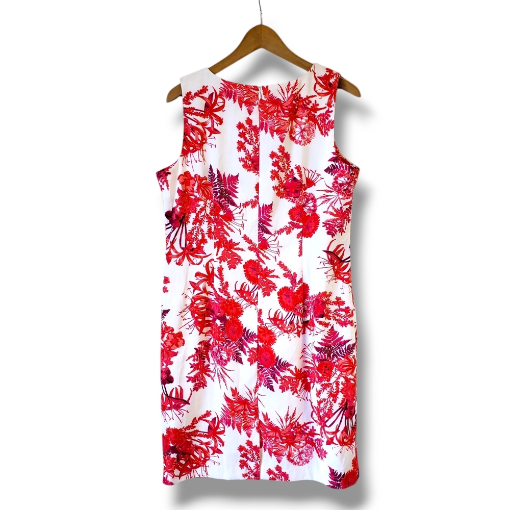 Mario Serrani White And Red Floral Print Sheath Dress Size 14 - Picture 6 of 10